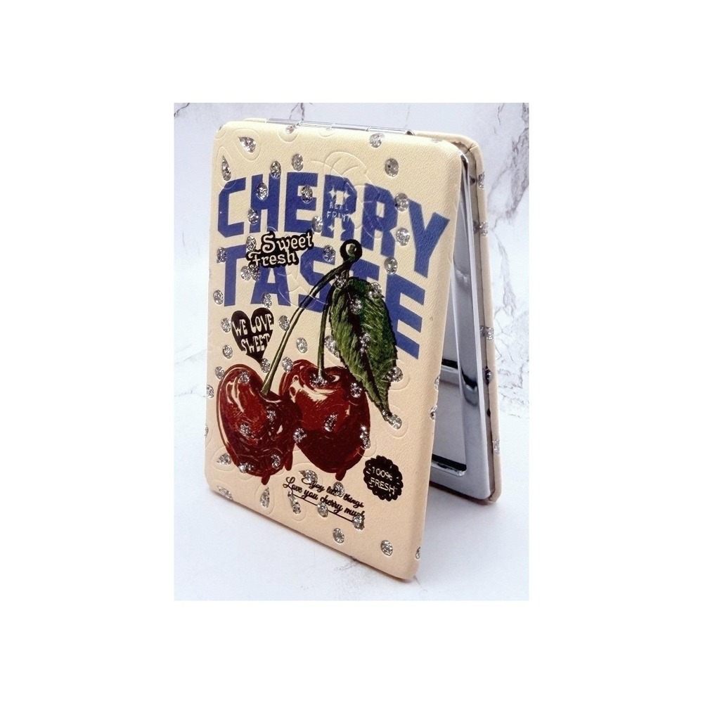 Cherry Rhinestone‎ Double Mirror Compact Magnifier New Y2K Style